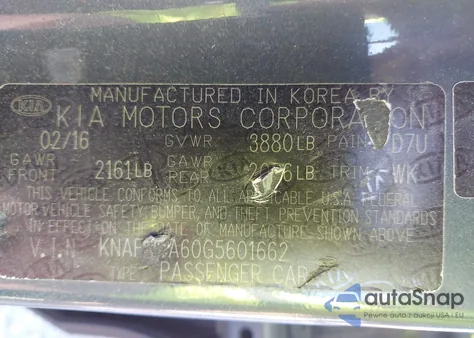 2016 Kia Forte Lx из США, поврежденный, VIN KNAFX4A60G5601662